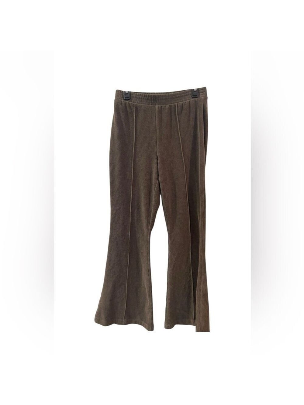 Aerie Women’s Groove On Velour Rib Flared High Rise Pants Olive Green Sz Medium